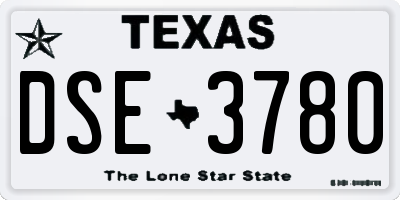 TX license plate DSE3780