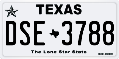 TX license plate DSE3788