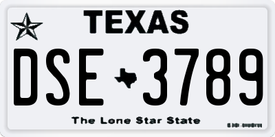 TX license plate DSE3789