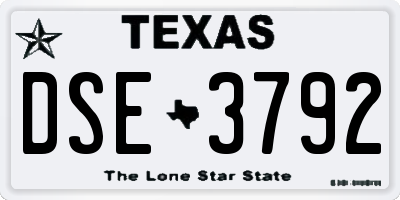 TX license plate DSE3792