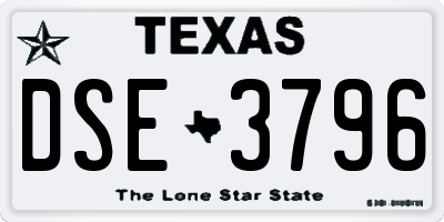 TX license plate DSE3796