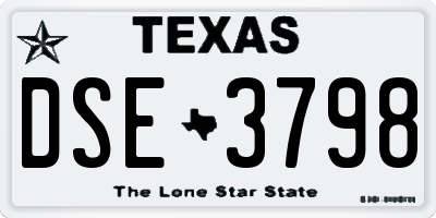 TX license plate DSE3798