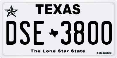 TX license plate DSE3800