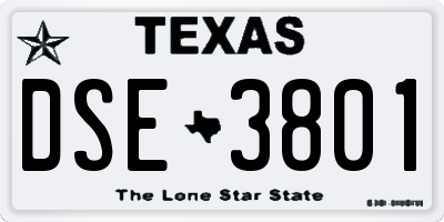 TX license plate DSE3801