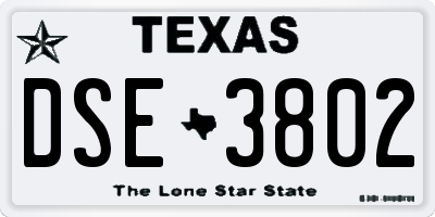 TX license plate DSE3802