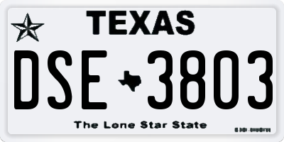 TX license plate DSE3803