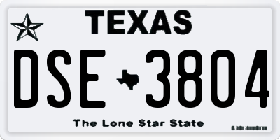 TX license plate DSE3804