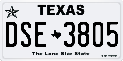 TX license plate DSE3805