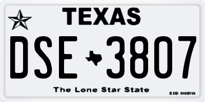 TX license plate DSE3807