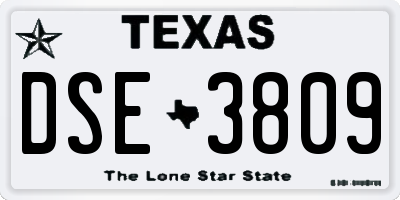 TX license plate DSE3809