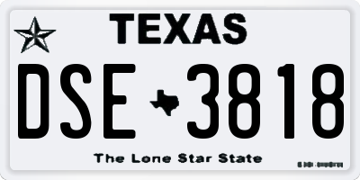 TX license plate DSE3818