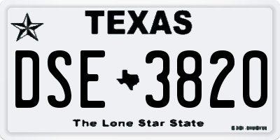 TX license plate DSE3820