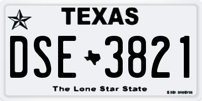 TX license plate DSE3821