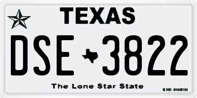 TX license plate DSE3822