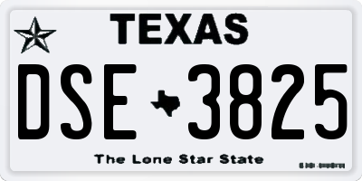 TX license plate DSE3825