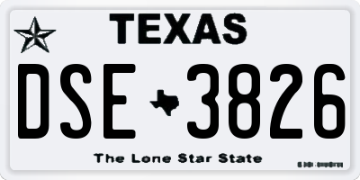 TX license plate DSE3826