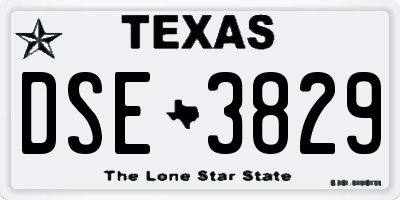 TX license plate DSE3829