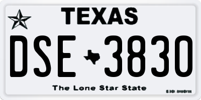 TX license plate DSE3830