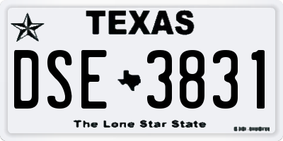 TX license plate DSE3831