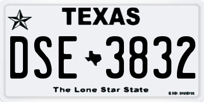 TX license plate DSE3832