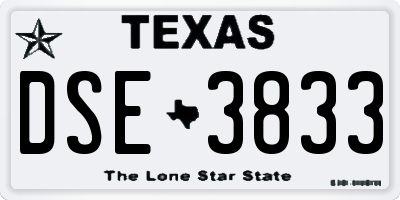 TX license plate DSE3833