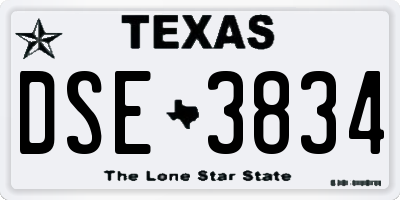 TX license plate DSE3834