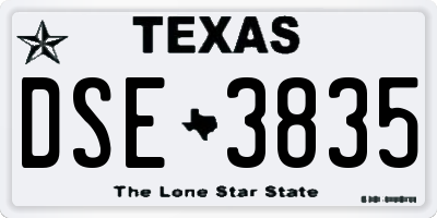 TX license plate DSE3835