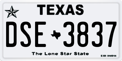 TX license plate DSE3837