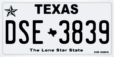 TX license plate DSE3839