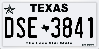 TX license plate DSE3841