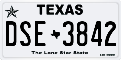 TX license plate DSE3842