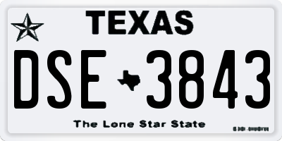 TX license plate DSE3843