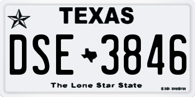 TX license plate DSE3846