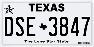 TX license plate DSE3847