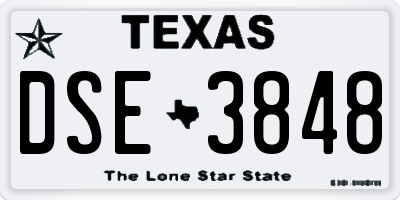 TX license plate DSE3848