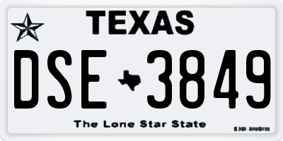 TX license plate DSE3849