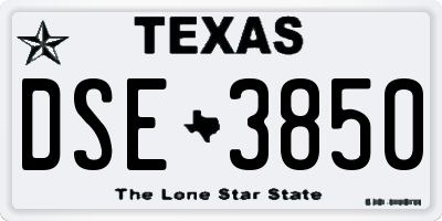 TX license plate DSE3850