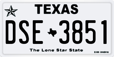 TX license plate DSE3851