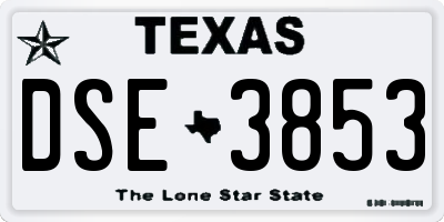 TX license plate DSE3853