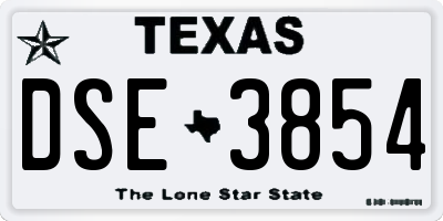 TX license plate DSE3854