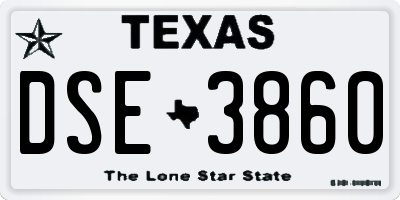 TX license plate DSE3860