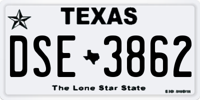 TX license plate DSE3862