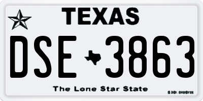 TX license plate DSE3863