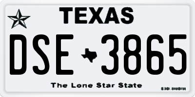 TX license plate DSE3865