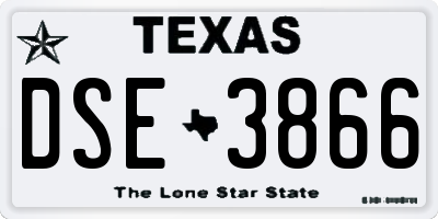 TX license plate DSE3866