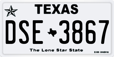 TX license plate DSE3867