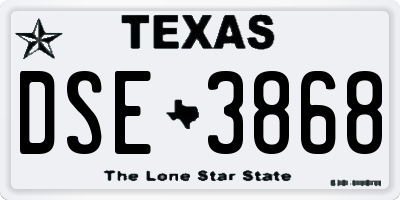 TX license plate DSE3868