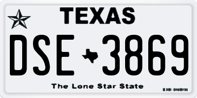 TX license plate DSE3869