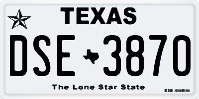 TX license plate DSE3870