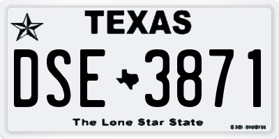 TX license plate DSE3871